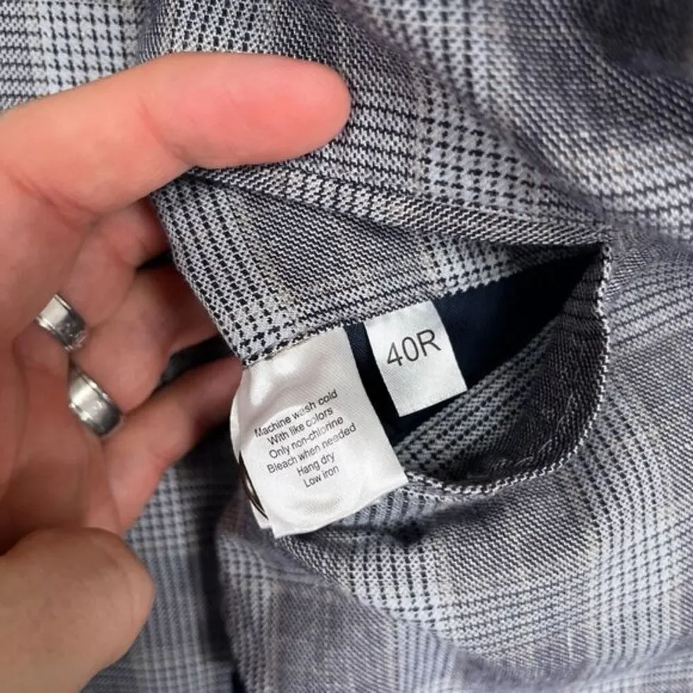 UNTUCKit Blazer 40R Gray Glen Plaid‎ Linen Unstructured Sport Coat Surgeon Cuffs